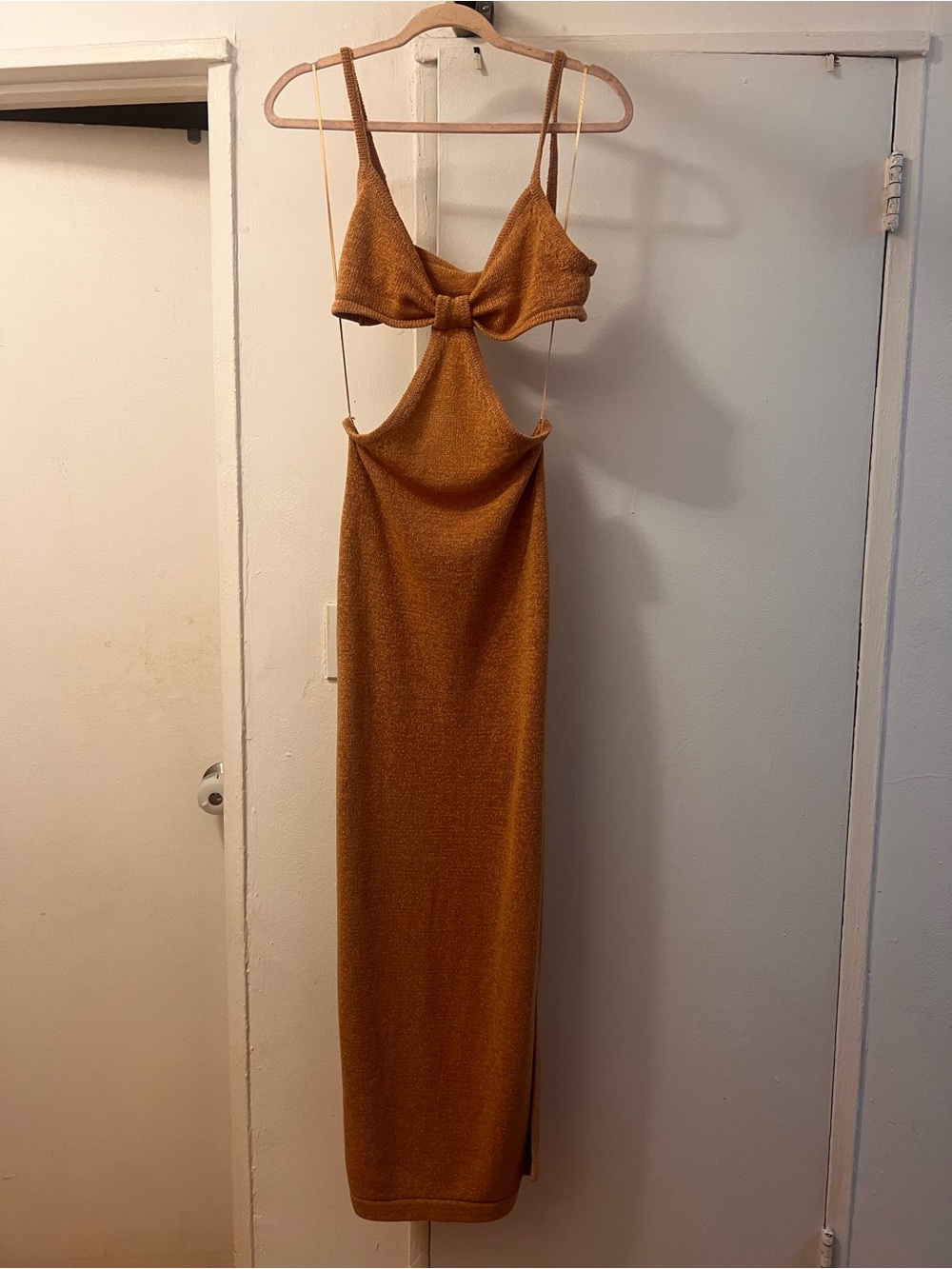 Cutout Tie-Front Maxi Dress in Mustard Gold